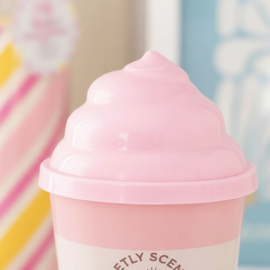 Vela Helado Fresa 42h Pastel Pier - Vela Tapa Swirl Rosa Retro