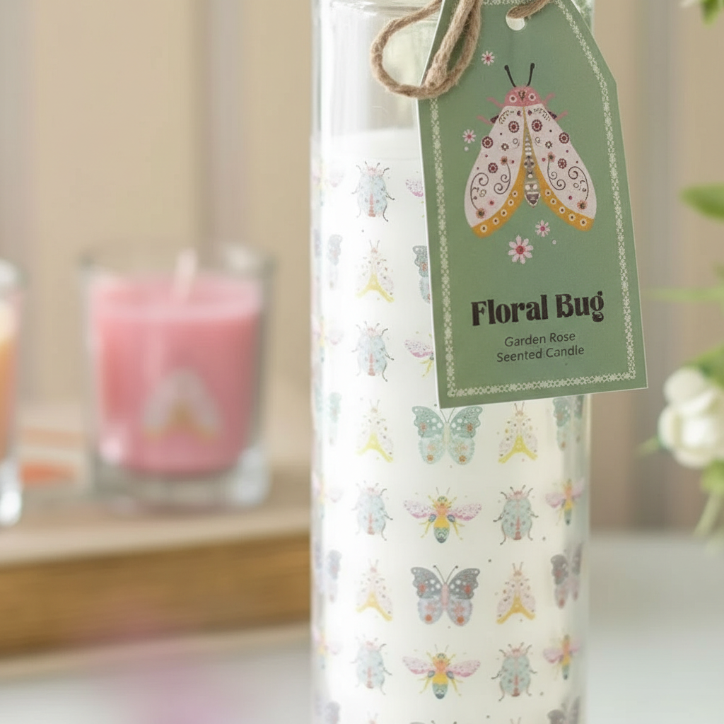 Vela Rosas Jardín 50h Bug Garden - Vela Floral Insectos Pastel Primavera