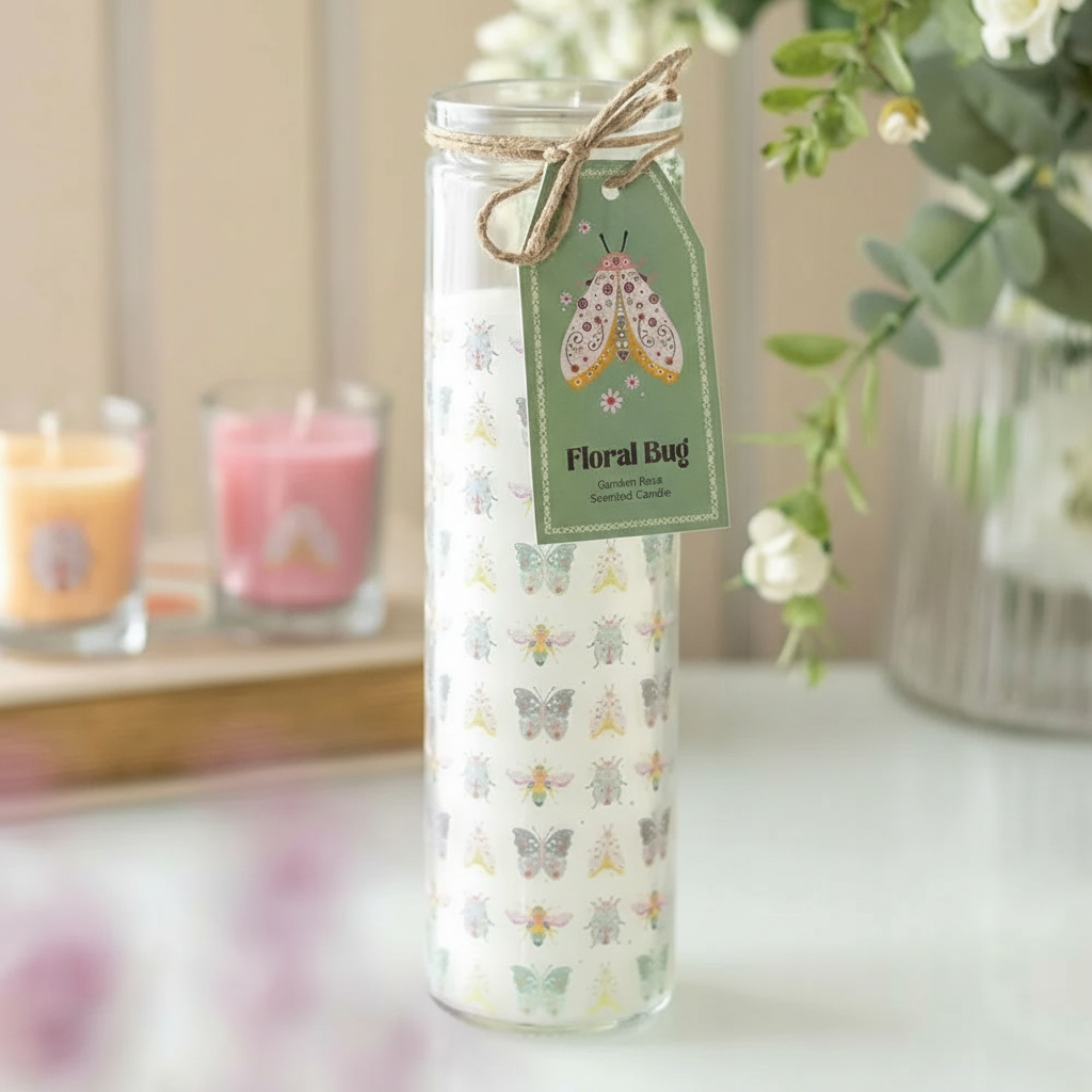 Vela Rosas Jardín 50h Bug Garden - Vela Floral Insectos Pastel Primavera