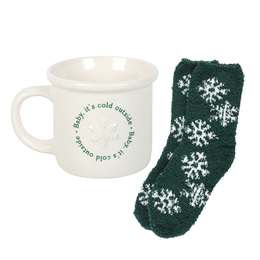 Set Taza Calcetines Baby It's Cold Outside - Regalo Navidad Invierno Completo