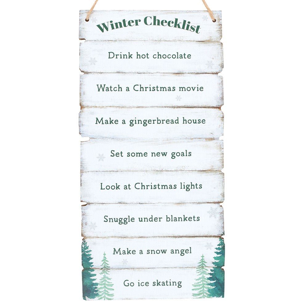 Cartel Winter Wonderland Checklist - Lista Actividades Invierno Navidad Colgante