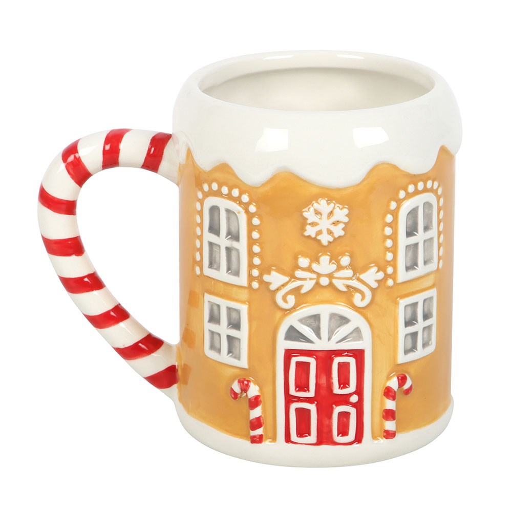 Taza "Casa de Pan de Jengibre" 500ml - Mango Bastón de Caramelo Navidad