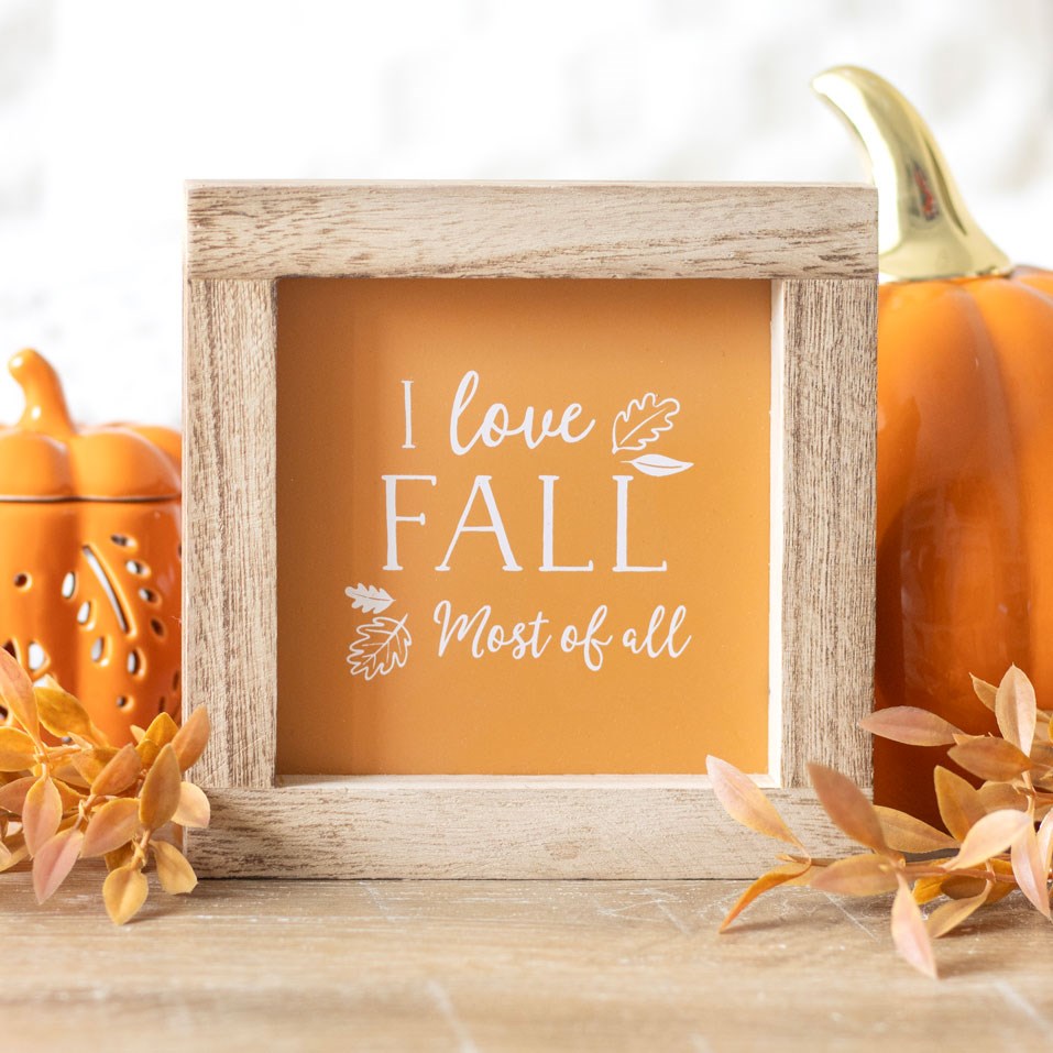 Cuadro de madera I Love Fall naranja - Ami Home Decor