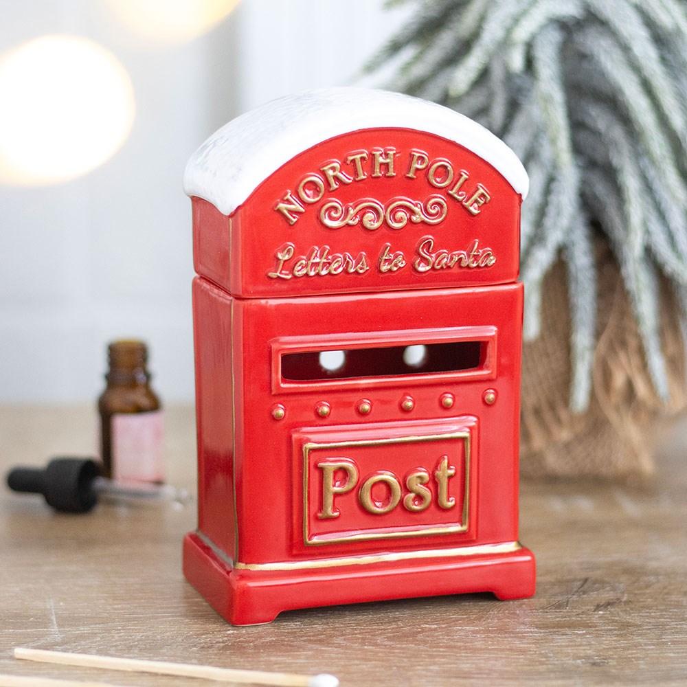 Quemador de aceites y cera con forma de buzón de cartas a Papá Noel – Ami Home Decor