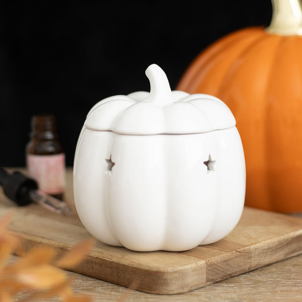 Quemador de aceites con forma de calabaza blanca – Ami Home Decor