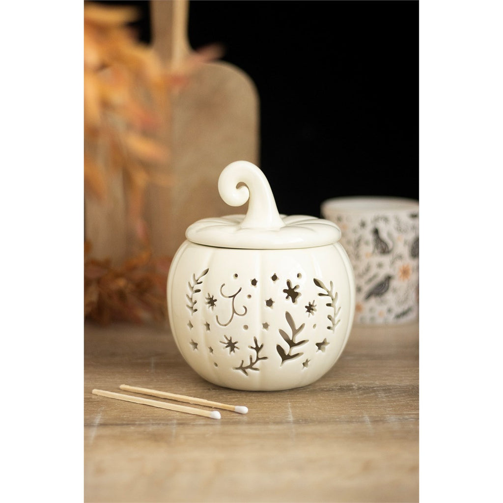 Quemador de aceites calabaza crema con calados folk – Ami Home Decor