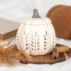 Quemador de aceites calabaza crema con hojas caladas – Ami Home Decor