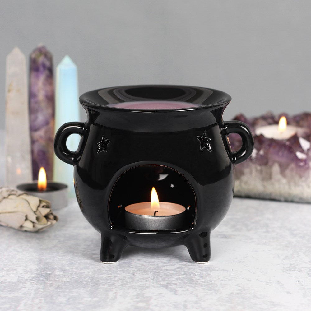 Quemador de aceites caldero de bruja negro con estrellas – Ami Home Decor