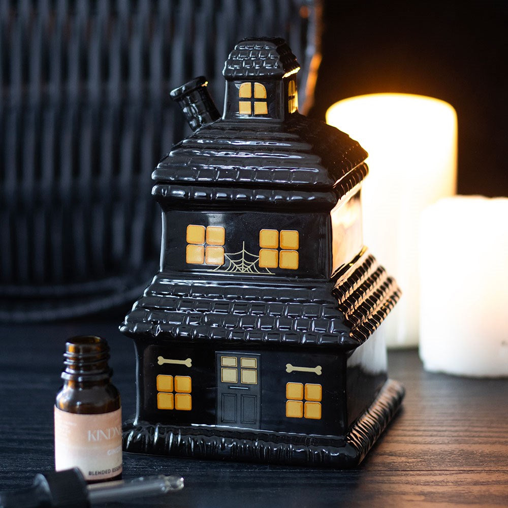 Quemador de aceites casa encantada negra – Ami Home Decor