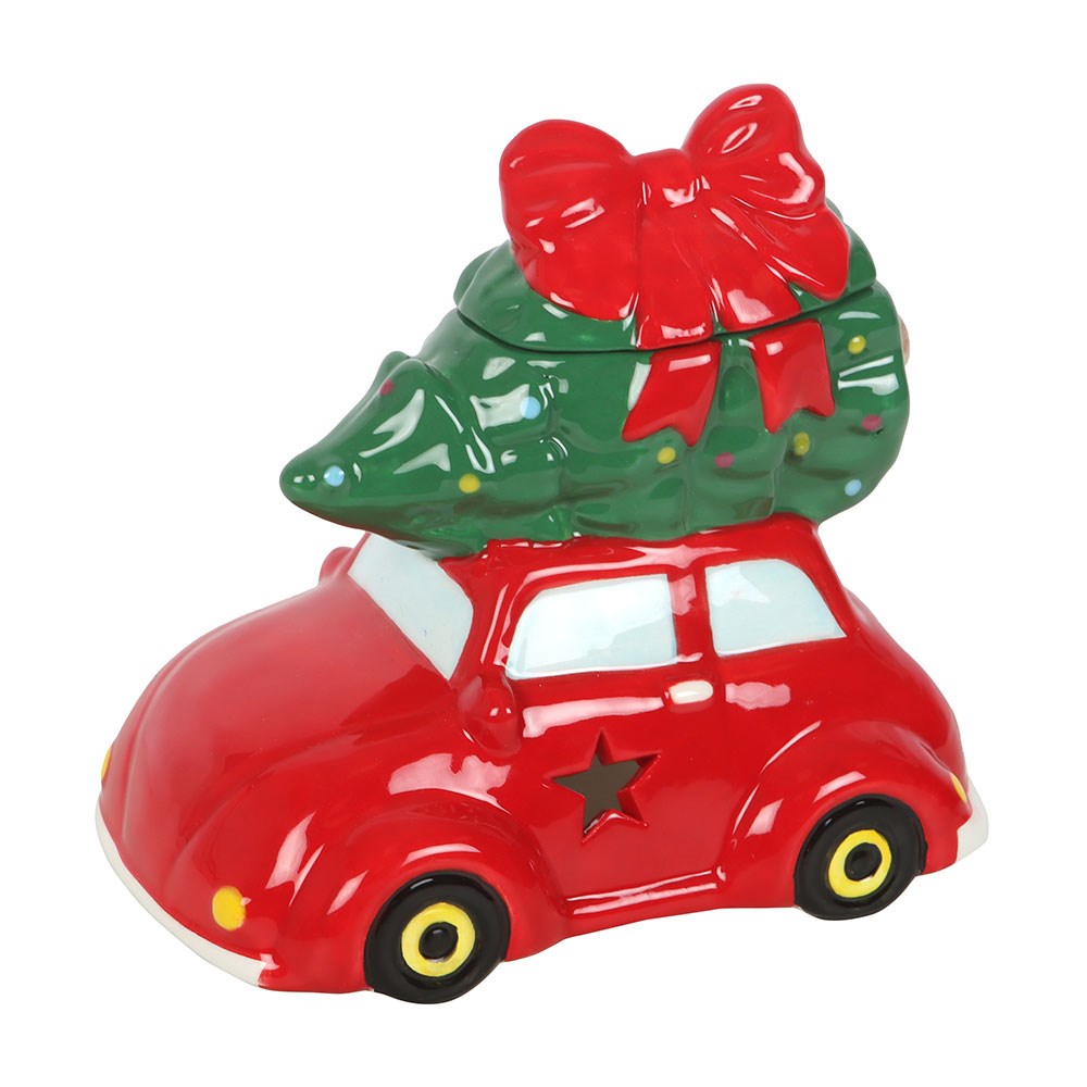 Quemador coche rojo con árbol de Navidad – imagen 2