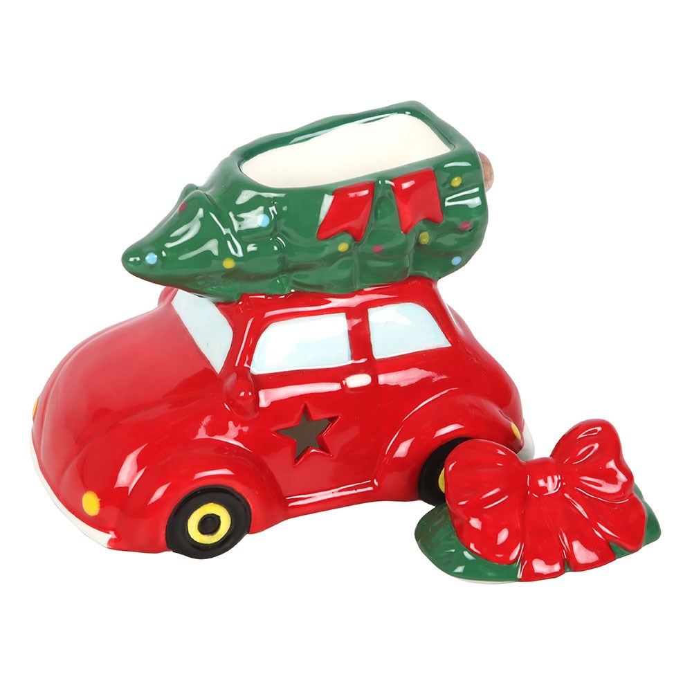 Quemador coche rojo con árbol de Navidad – imagen 3
