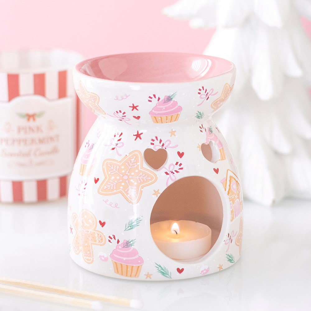 Quemador de aceites de cerámica con estampado de galletas de jengibre – Ami Home Decor