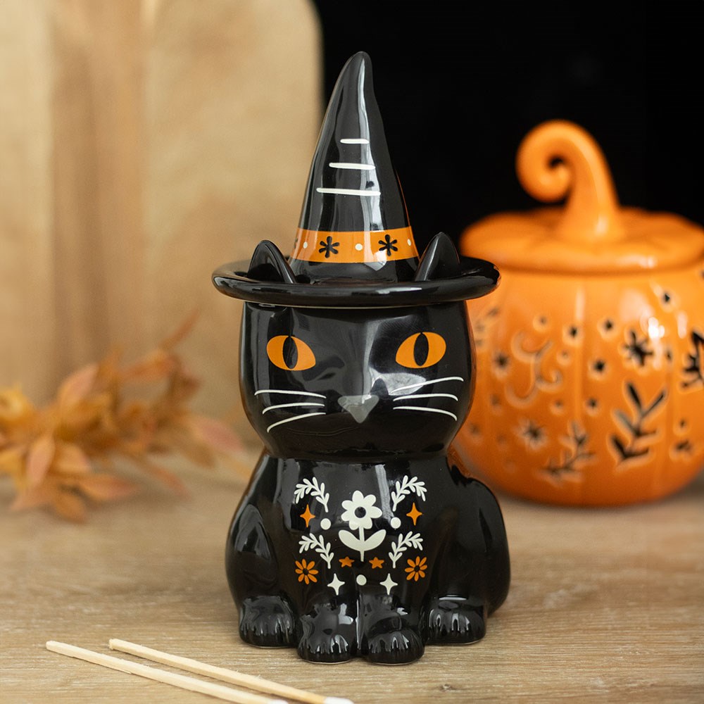 Quemador de aceites gato negro de estilo folk – Ami Home Decor
