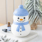 Quemador de aceites de cerámica con forma de muñeco de nieve azul – Ami Home Decor
