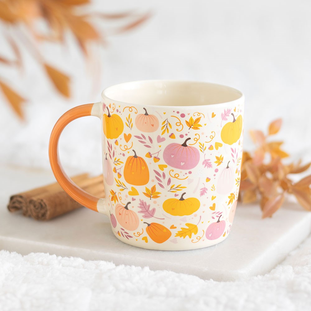 Taza con estampado de calabazas rosa y naranja – Ami Home Decor
