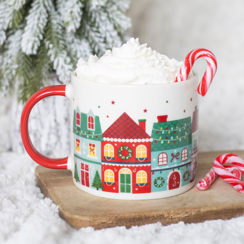 Taza con estampado de casitas de Navidad – Ami Home Decor