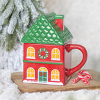 Taza con tapa casita de Navidad roja – Ami Home Decor