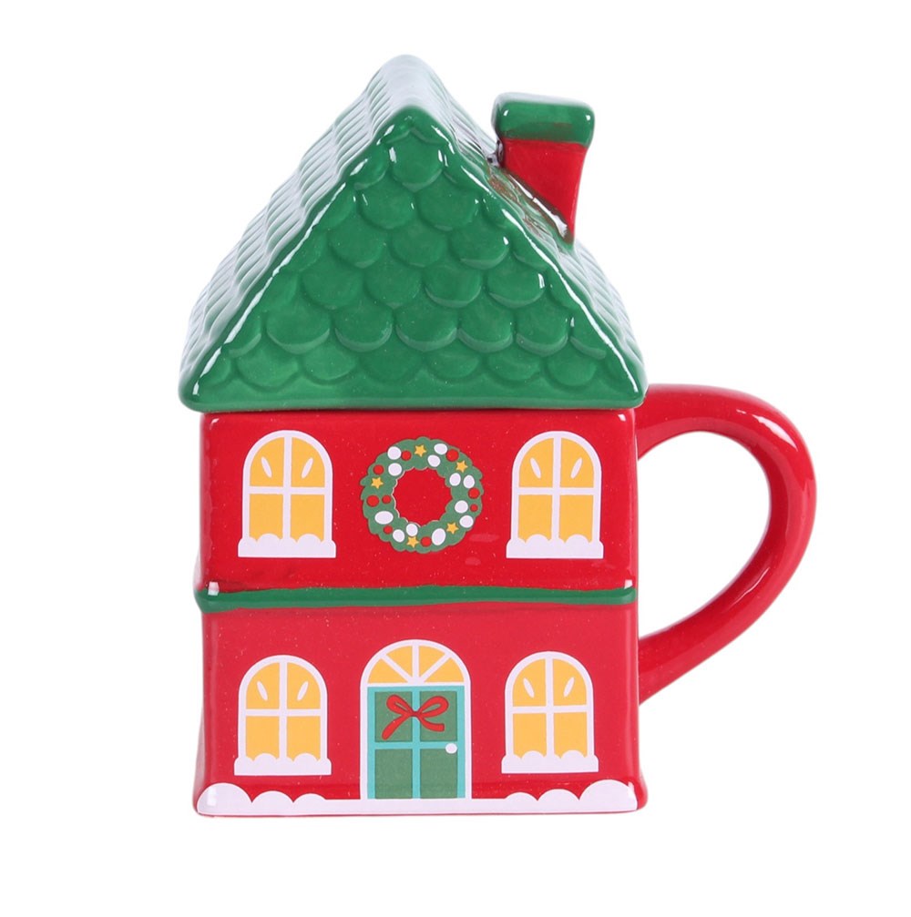 Taza casita de Navidad roja – imagen 2