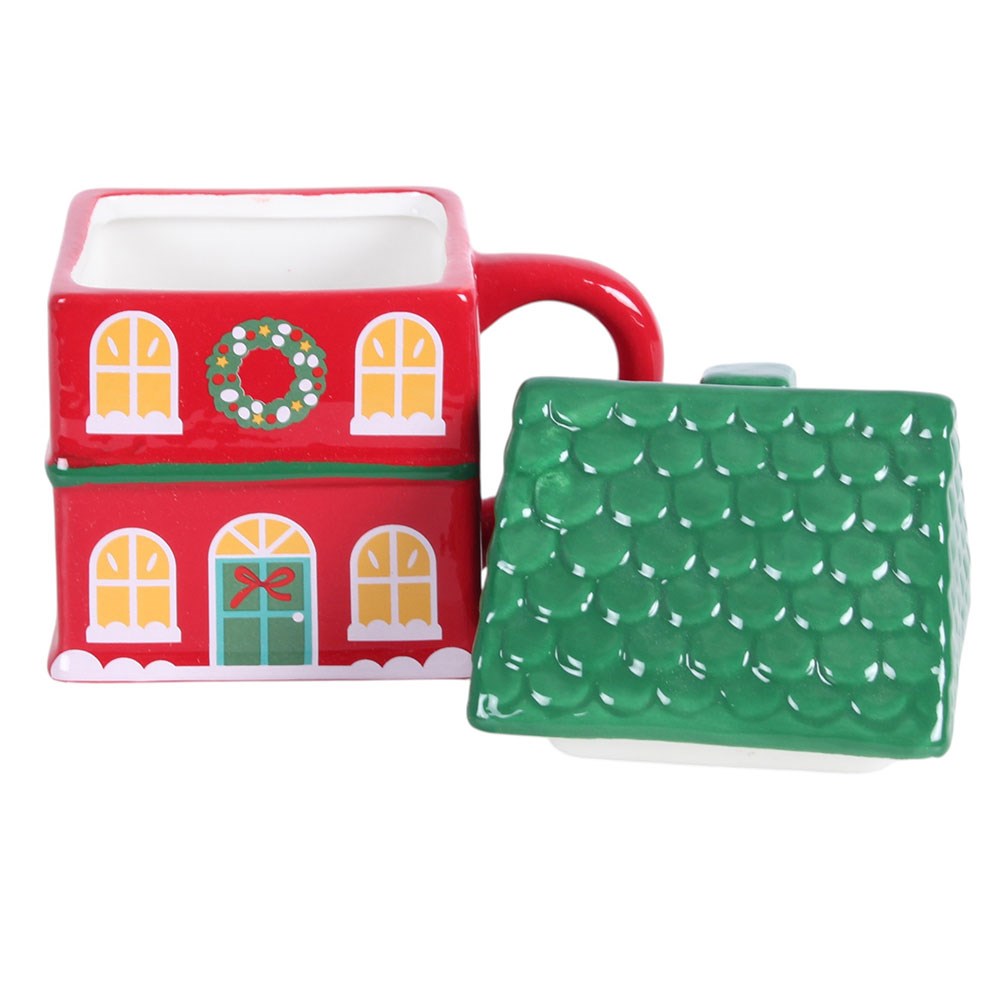 Taza casita de Navidad roja – imagen 3