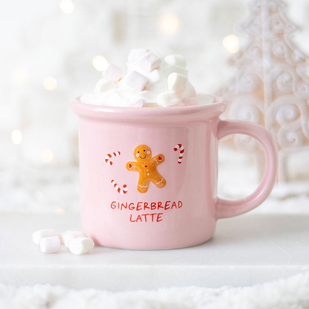 Taza latte de jengibre rosa con bastones de caramelo – Ami Home Decor
