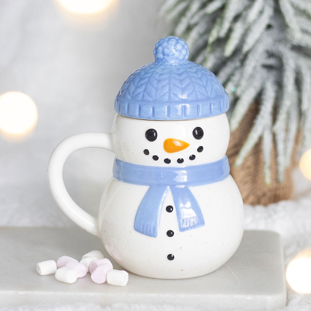 Taza con tapa muñeco de nieve – Ami Home Decor