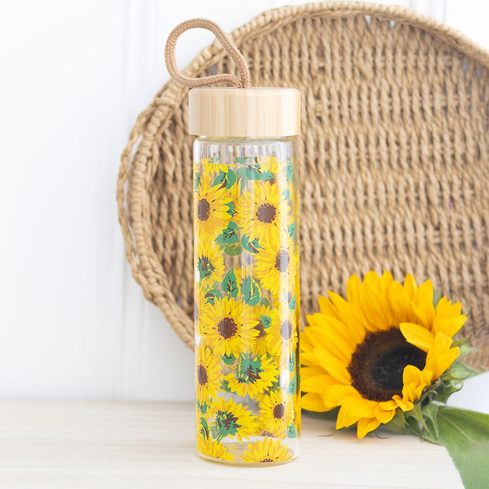 Botella de Cristal Girasoles