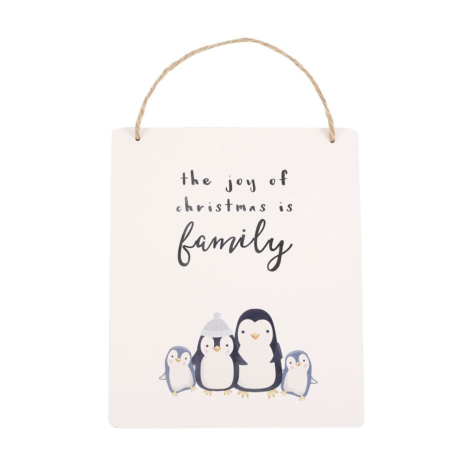 Cartel Colgante Familia de Pingüinos
