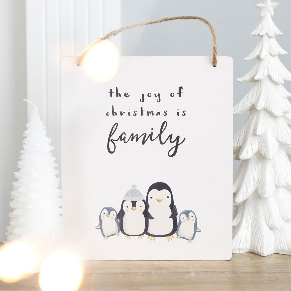 Cartel Colgante Familia de Pingüinos