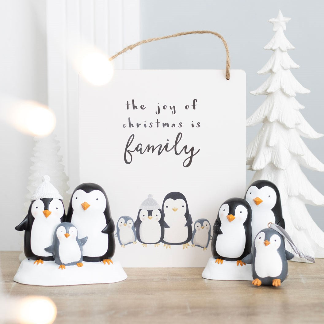 Cartel Colgante Familia de Pingüinos