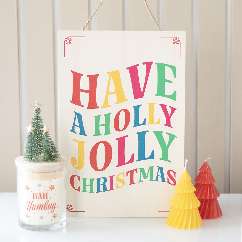 Cartel Colgante Holly Jolly Christmas