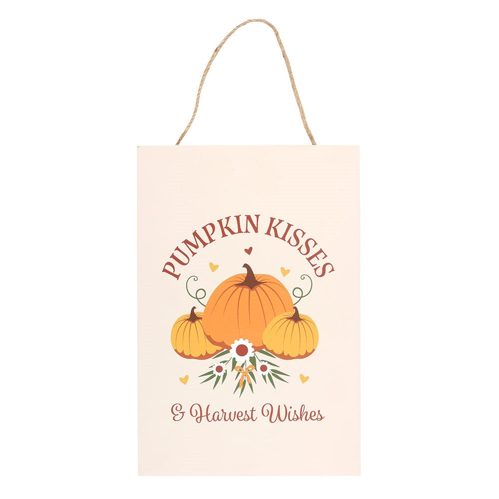 Cartel Colgante Pumpkin Kisses & Harvest Wishes