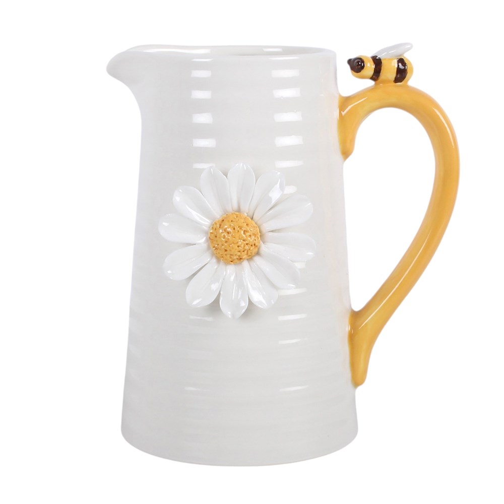 Jarra para Flores Margaritas y Abeja