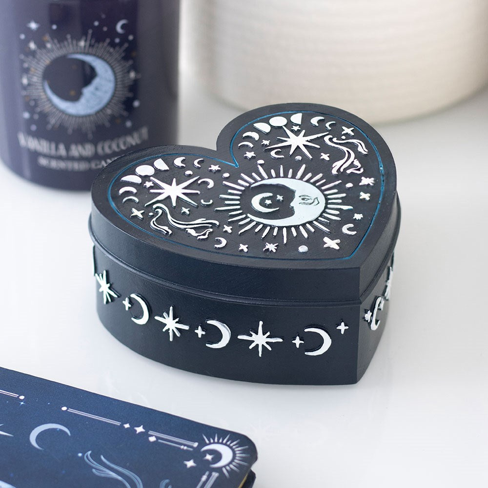 Joyero con Tapa "Corazón Luna Azul"