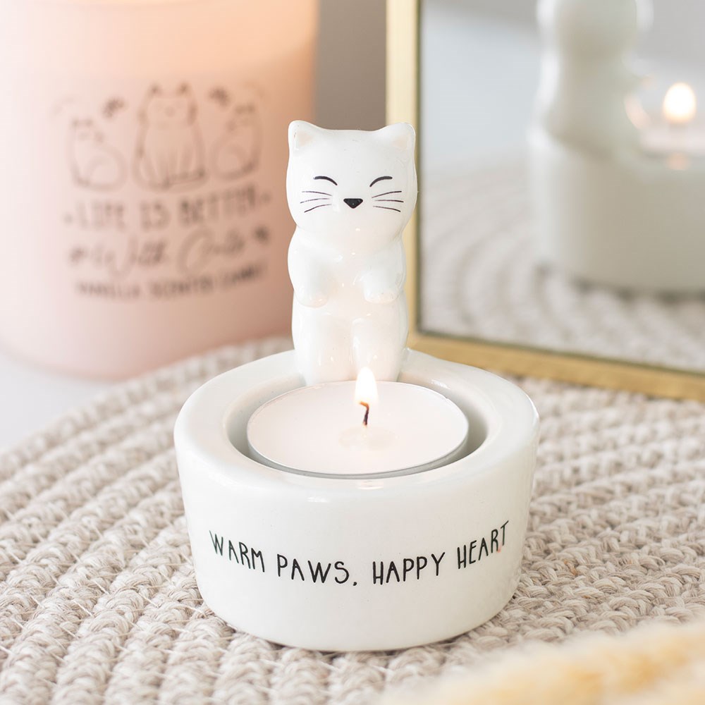 Portavelas Gatito Warm Paws, Happy Heart