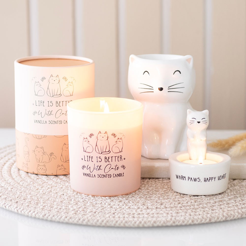 Portavelas Gatito Warm Paws, Happy Heart