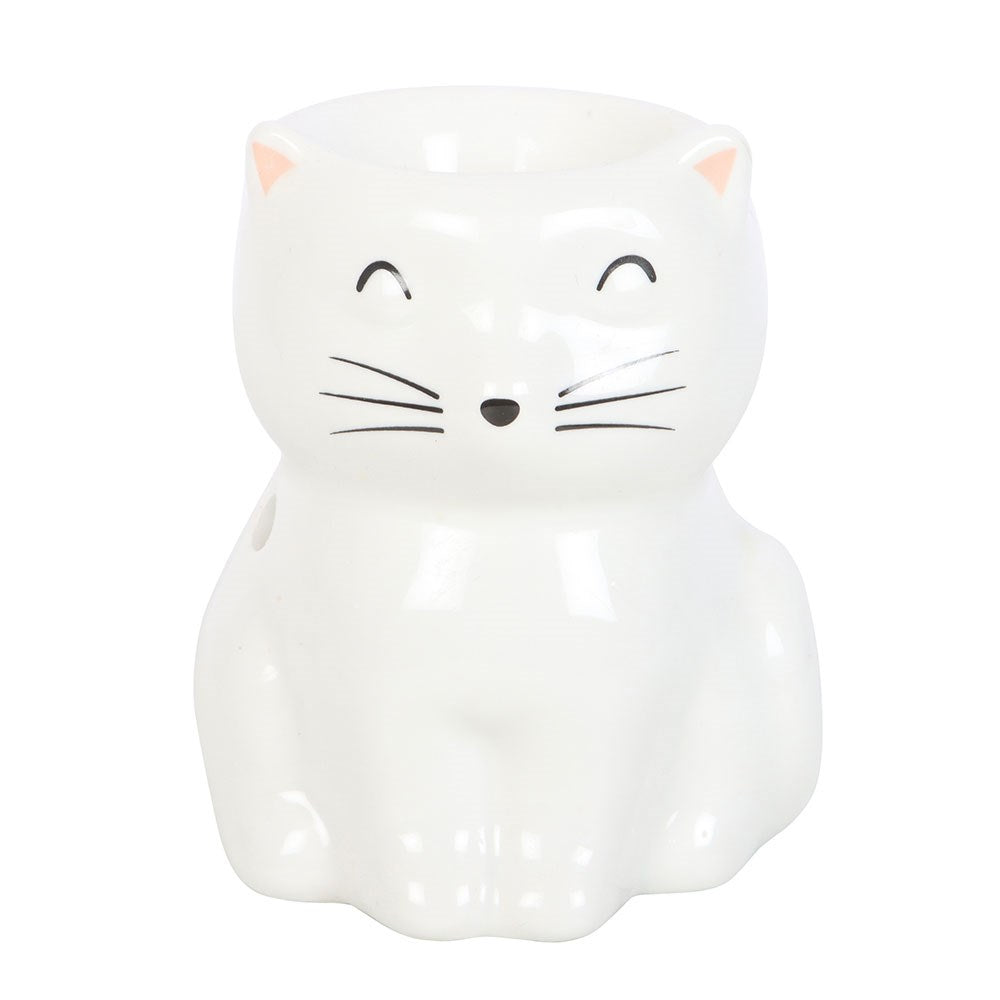 Quemador de Aceites Gatito Feliz Blanco