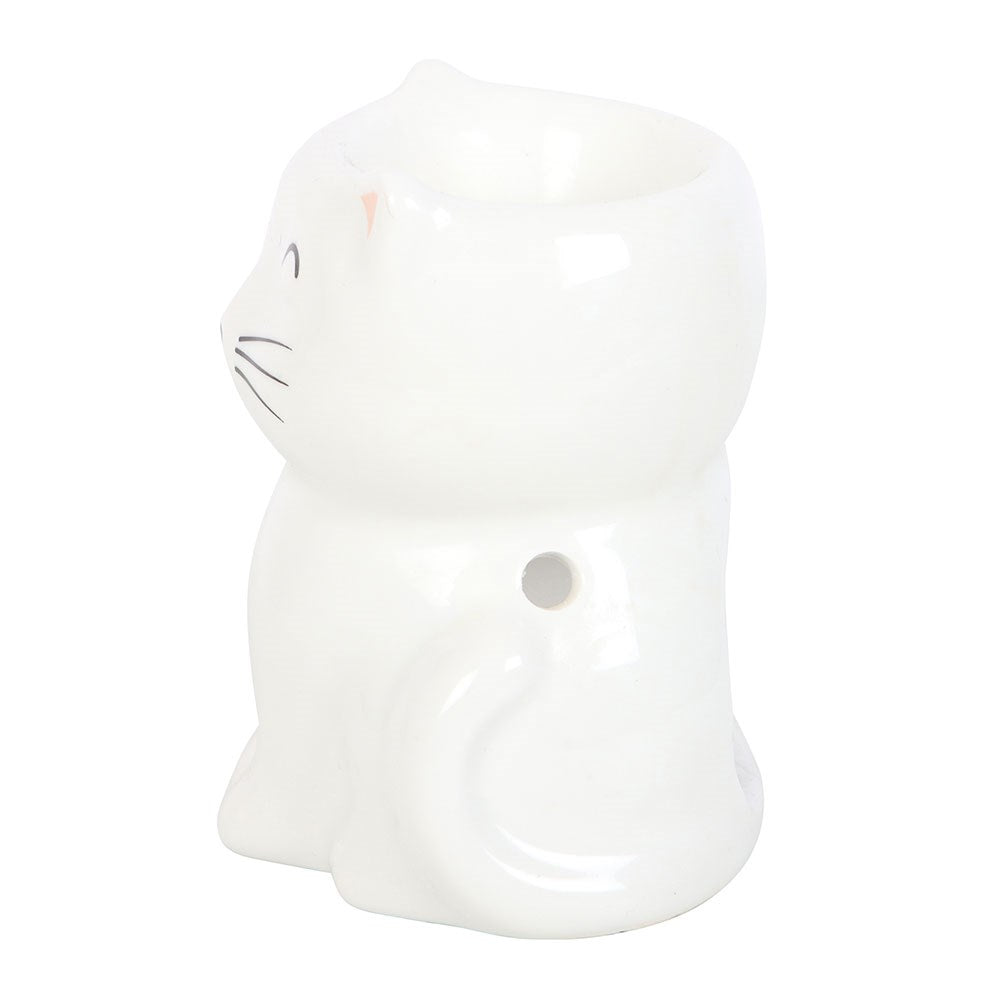 Quemador de Aceites Gatito Feliz Blanco