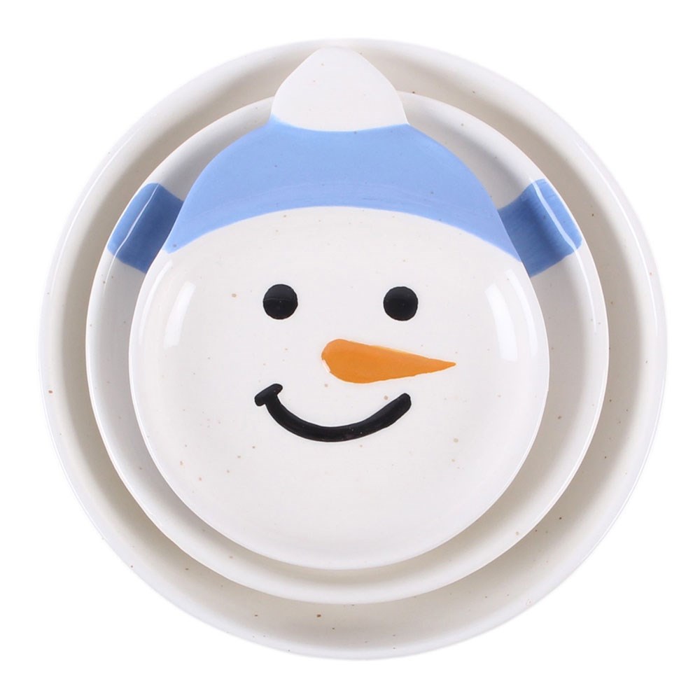 Set de 3 Cuencos Apilables Muñecos de Nieve