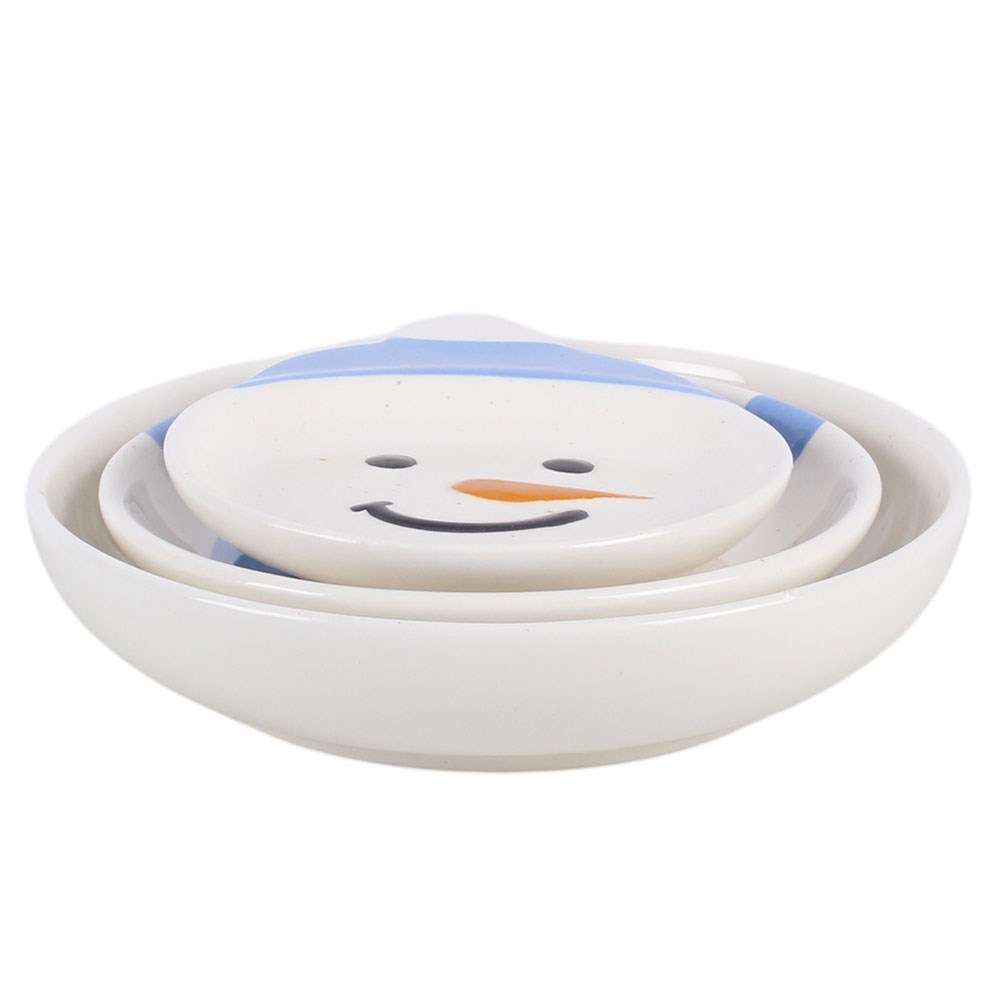 Set de 3 Cuencos Apilables Muñecos de Nieve