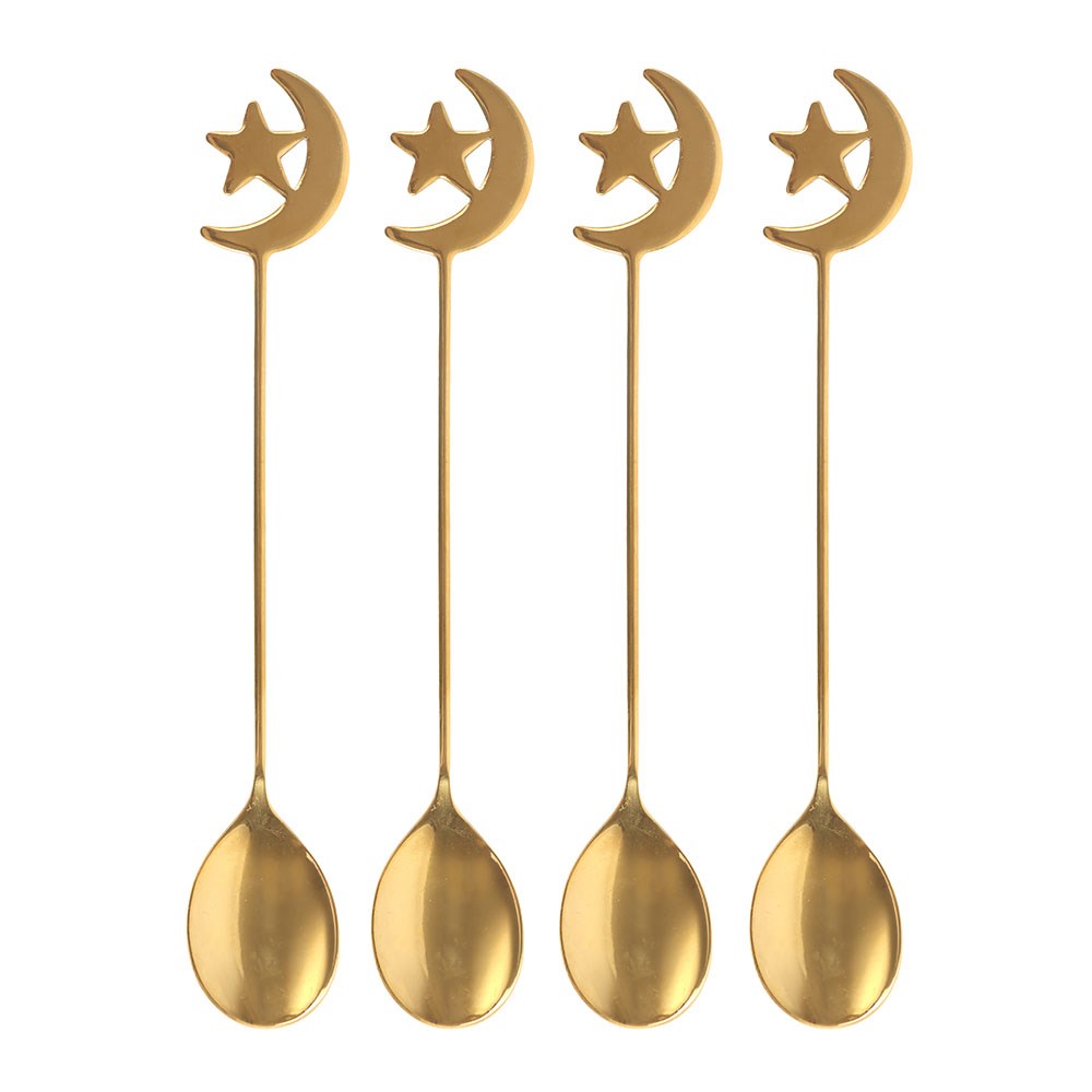 Set de 4 Cucharillas Doradas Luna y Estrella