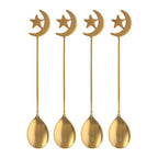 Set de 4 Cucharillas Doradas Luna y Estrella