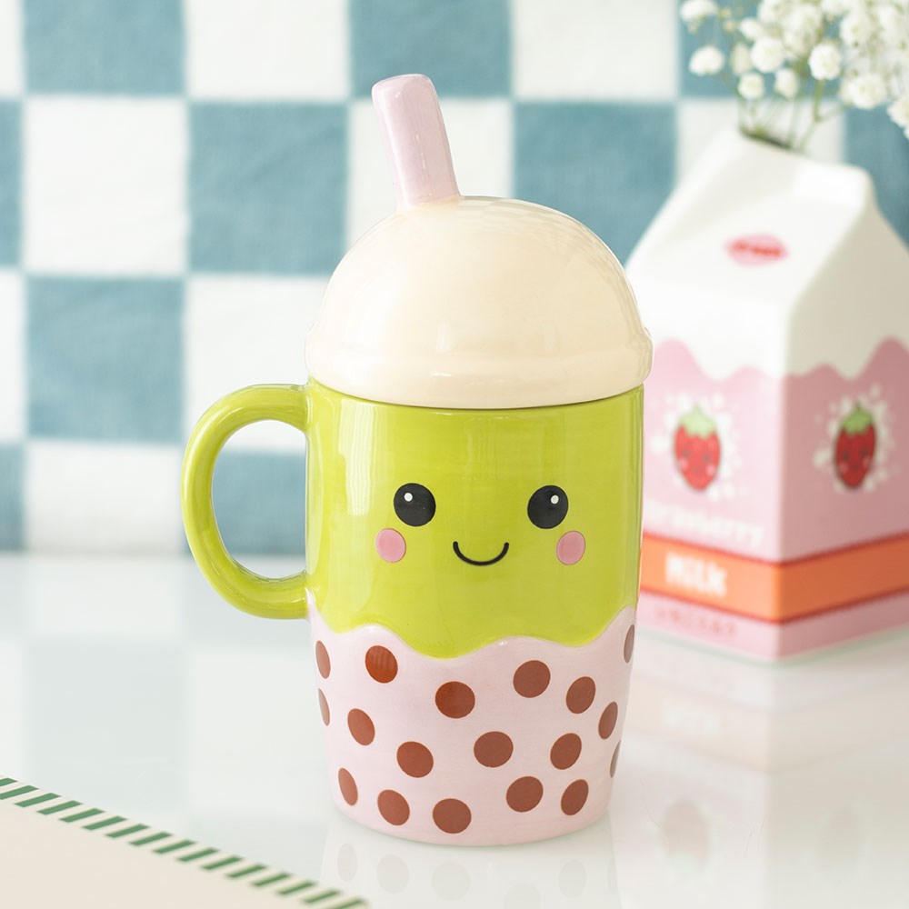 Taza Bubble Tea Kawaii con Tapa