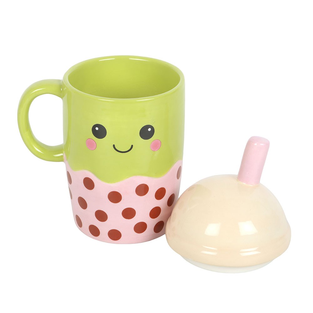 Taza Bubble Tea Kawaii con Tapa