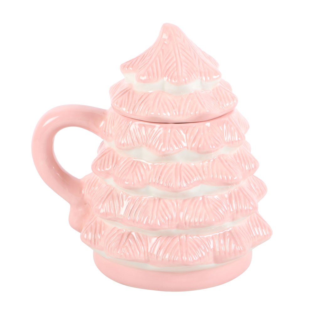 Taza con tapa Árbol de Navidad rosa AMI HOME