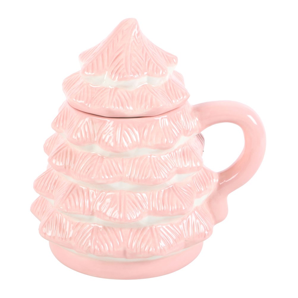 Taza con tapa Árbol de Navidad rosa AMI HOME