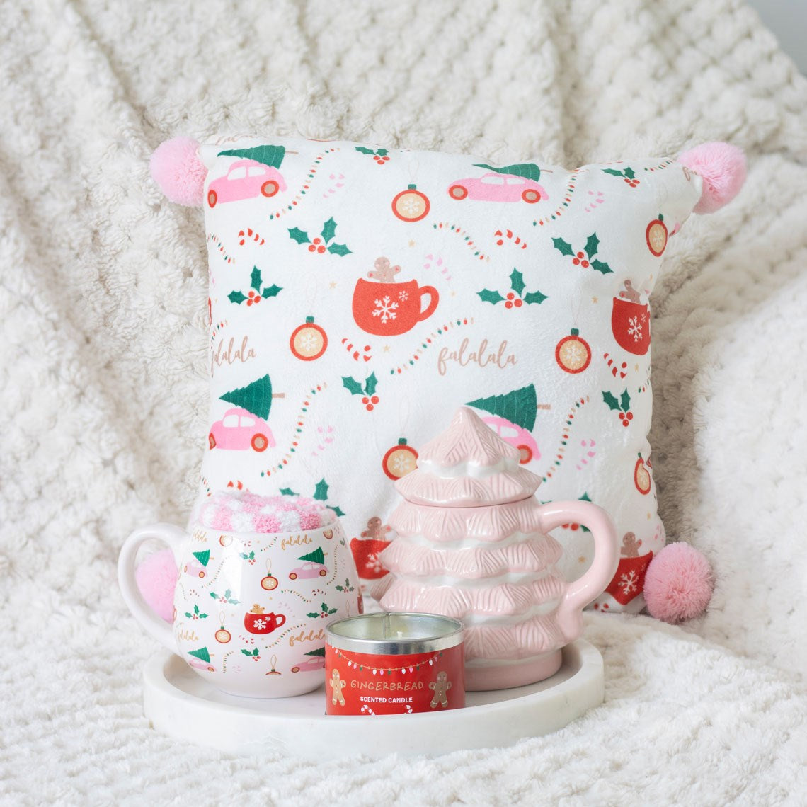 Taza con tapa Árbol de Navidad rosa AMI HOME