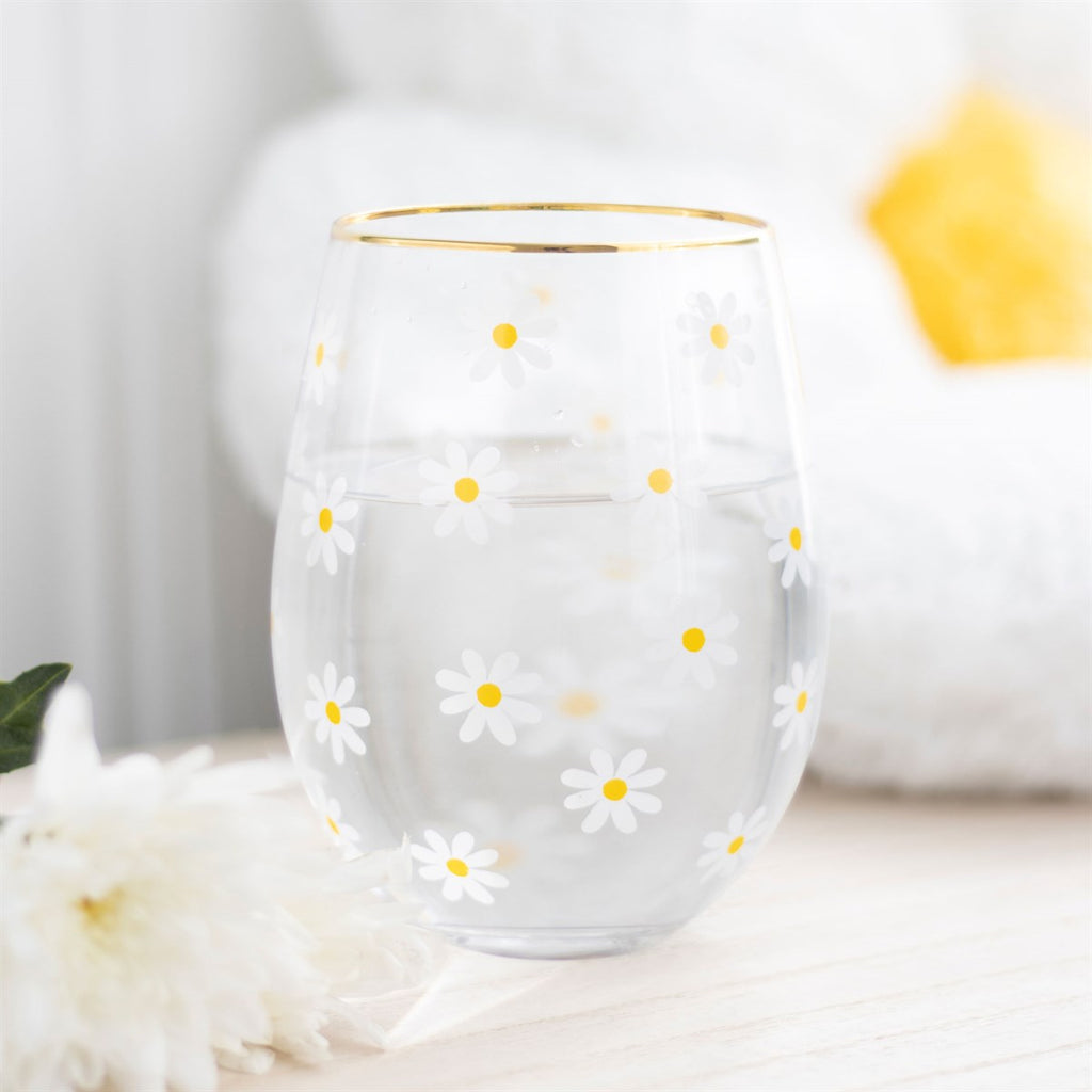 Vaso Margaritas con Borde Dorado